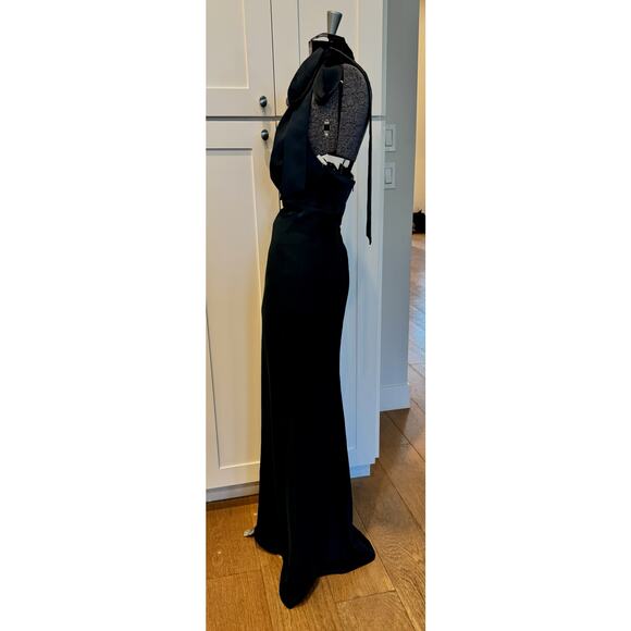After Six Gown Sz 8 Halter Neck Open Back Floor Length Formal Evening Evergreen - Picture 4 of 12